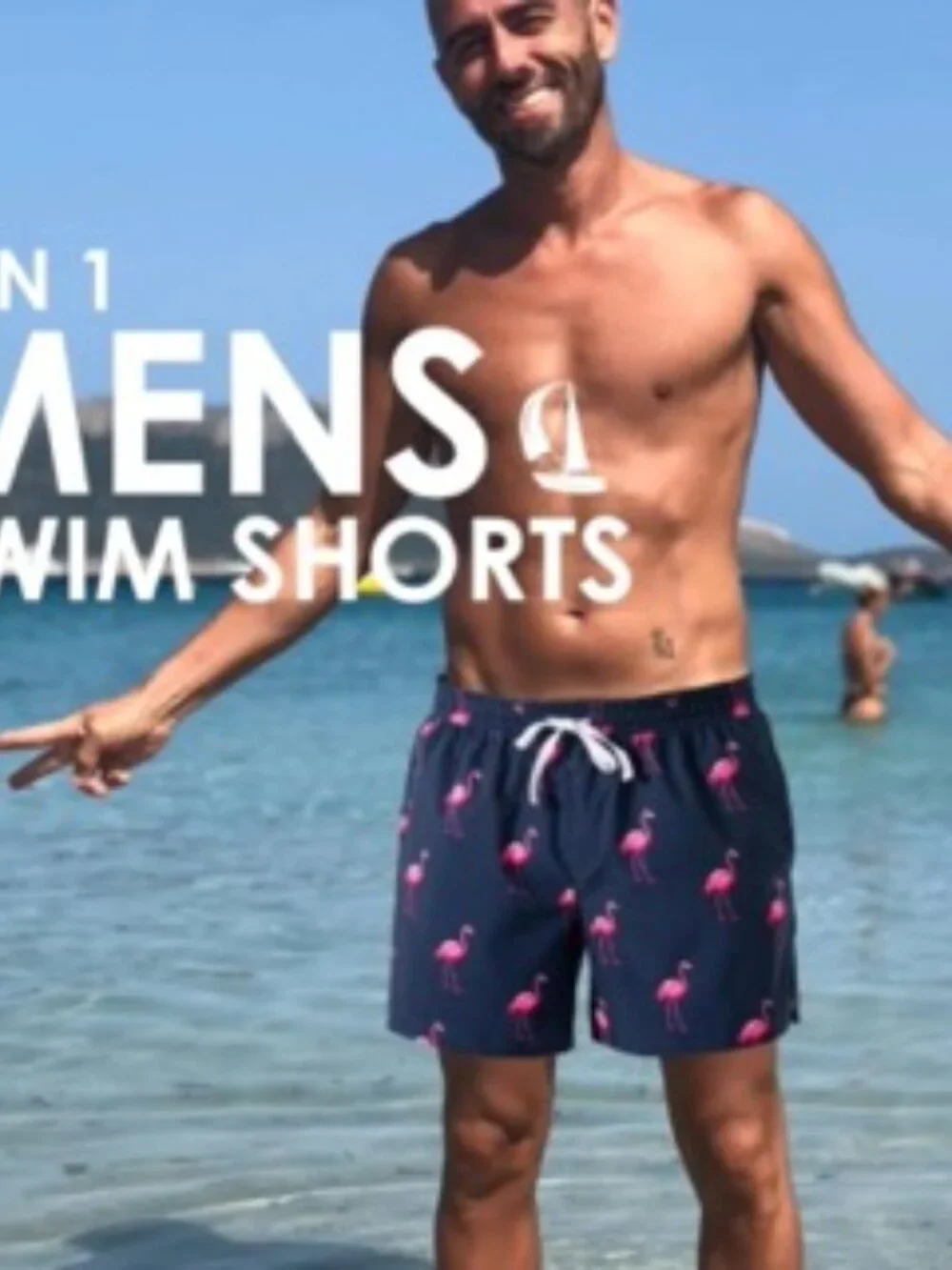 Men's S-2XL Flamingo Swim Trunks Mesh Lining Quick Dry With Pockets Beach Shorts